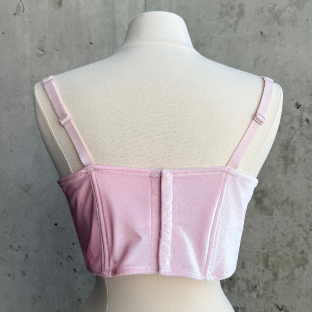 SKIMS Pink Velvet XL Corset Top Balletcore Coquette Bustier Festival Fairy - Picture 4 of 16